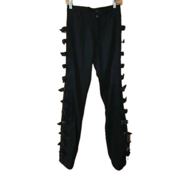 The Dark Angel Y2K Vintage Black Pants Bondage Vampire Retro Rare 28x33